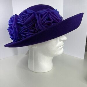 Vintage Toucan Hat Purple 100% Wool Church Made In USA Kentucky Derby NOS